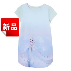 ✨新品✨女の子 アナと雪の女王 エルサ柄 ワンピース 子供服 半袖 Tシャツワンピ 100/110/120/130/140cm 夏服 プリンセス キッズ ディズニー ブルー グラデーション 可愛い 女児 コットン 綿  キッズワンピース 半袖ワンピース