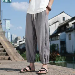 ワイドパンツ サルエルパンツ メンズ 無地 綿麻風 カジュアル メンズズボン ジョガーパンツ 9分丈 ゆったり 大きいサイズ 春夏 サルエル パンツ プレゼント 父の日nuol816