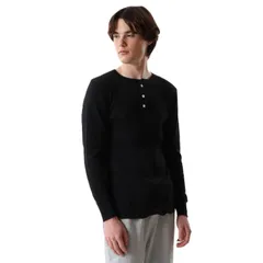 【迅速発送】Hanes ロングTシャツ あったかインナー 防寒着 あたたかい 柔らかい綿混素材 長袖 ワッフル編み サーマル ヘンリーネックロングスリーブ HM4-Q502 メンズ