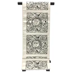 京やJ207 正絹 特選全通袋帯 紬の帯 織の帯 洒落袋帯 全通柄 エスニック調 インド更紗文様 魚 鳥 吉祥文 仕立て上がり 未使用 新古品 モノトーンの帯 白×黒 ブラック 着物 KIMONO 送料無料