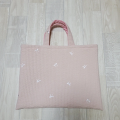 ヌビ リボン刺繍 ピンク レッスンバッグ お稽古かばん ヌビバッグ