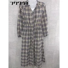 ◇ rps アールピーエス チェック 長袖 ロング ワンピース サイズM ベージュ系 ネイビー系 レディース 【中古】 【1002802133664】