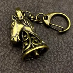 真鍮 キーホルダー キーリング ヴィンテージ ビンテージ アンティーク レトロ 真鍮製 ガーディアンベル ハンドメイド ペンダントトップ 置物 チャーム 鈴 馬 ベル 123