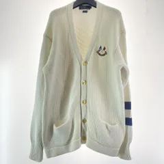 【中古】RALPH LAUREN ワンポイントロゴカーディガン 金ボタン サイズL 白 ラルフローレン [17]