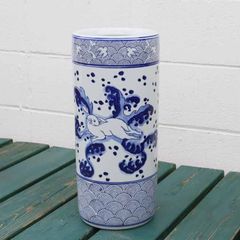 大型傘立て 陶器製 染付 山水画 アンティーク 中古 - メルカリ