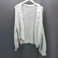 ◇ NICE CLAUP ニット生地 大人カジュアル 秋冬向け 長袖 カーディガン 表記なし ホワイトブルー レディース E  【1307260066838】