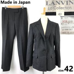美品/日本製★ LANVIN/ランバン★カシミヤウール/秋冬パンツスーツ【上下42/レディースXL/ダークグレー】総裏地/シングル/セットアップ/Jacket/pants◆BJ061-dのサムネイル