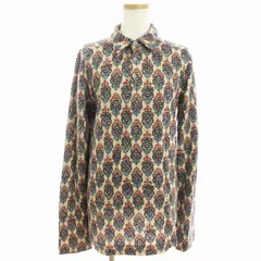 パドカレ pas de calais ニット カットソー 長袖 ヘンリーネック 襟付き 総柄 ウール ベージュ ブルー 青 レッド 赤 M ■SM3のサムネイル