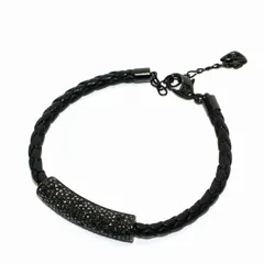 スワロフスキー SWAROVSKI ブレスレット ラインストーン レザー 黒 ブラック /DK