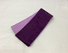 半幅帯/美品/紫×薄紫/花柄/矢絣/ゆかた/浴衣帯/合繊/女物【ゆずりは】　1082