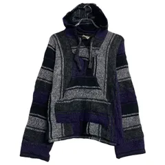 メキシカンパーカー S ブラック パープル ホワイト プルオーバー Ｖネック ヒッピー 民族 古着卸 アメリカ仕入 a612-5609