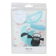 【メール便】ひつじのショーン ベビー用品 ベビーセット ビブ＆ソックス スター スモールプラネット プレゼント ギフト スタイ＆赤ちゃん用靴下 出産祝い キャラクター グッズ 