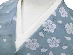着物 羽織 コート 反物 正絹 未仕立て伝統工芸京友禅 さくら段暈し反物 ブルーグレー 新品 c253r