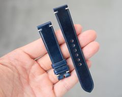 フラットタイプ　腕時計革ベルト 最高級 ネイビー コードバンレザー  時計バンド 本革 腕時計バンド 交換ベルト 凹凸型 特殊形状 9mm 10mm 12mm 〜 17mm 18mm 19mm 20mm 21mm 22mm 交換用工具付