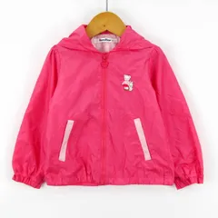 ファミリア ナイロンジャケット ジップアップ フード付き 長袖 リアちゃん刺繍 アウター ベビー 女の子用 90サイズ ピンク Familiar 【中古】