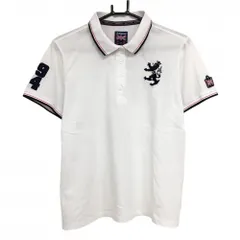 【美品】アドミラル 半袖ポロシャツ 白×ネイビー ロゴ刺しゅう 襟・袖口ライン 大きいサイズ レディース 4L ゴルフウェア Admiral