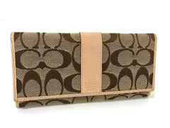 COACH コーチ シグネチャー キャンバス×レザー 二つ折り 長財布 ウォレット 札入れ 小銭入れ カード入れ ブラウン系 DJ4641