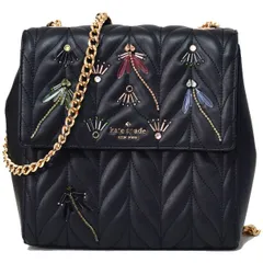 ケイトスペード バッグ katespade レザー ブライアー レーン キルティング ドラゴンフライ トンボ ビジュー ビーズ チェーン 2WAY 斜めがけ ショルダー リュックサック バックパック ブラック 5707