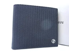 ■新品■未使用■ GIORGIO ARMANI ジョルジオアルマーニ レザー 二つ折り 財布 ウォレット 札入れ カード入れ メンズ ブラック系 AV8762 のサムネイル