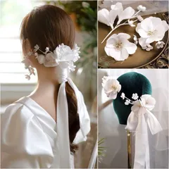 大人気ヘッドドレス！ホワイト　ウェディング　結婚式　ヘアーアクセサリー 7/13