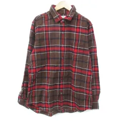 グローバルワーク GLOBAL WORK ネルシャツ カジュアルシャツ 長袖 チェック柄 マルチカラー L 茶 赤 ブラウン レッド /FF22