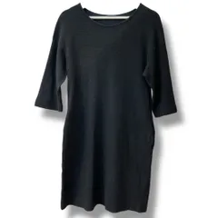 美品 marimekko マリメッコ 7分袖ワンピース ブラック 黒 XSサイズ コットン 綿 ウール 毛 クルーネックワンピース 膝丈 7分袖 ポケット カジュアル レディース 秋 ゴーゴー古着久喜倉庫店鴻204