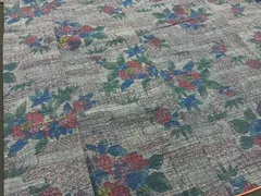 平和屋着物■上質な紬　草花文　正絹　逸品　BAAS5034xa