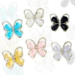 K-Bom ネイルパーツ 蝶 バタフライ 立体 6色 3個ずつ 18個セット レジン デコパーツ ガーリー ワンホンネイル ジェルネイル 飾り 小物 アクセサリー ハンドメイド 材料(マルチカラー,  約14mmx14mm)
