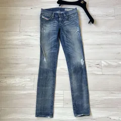 【美品】ディーゼル　スキニーデニム ライトブルー ダメージ加工