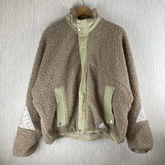 adidas アディダス ボアジャケット ワンポイントロゴ ロゴ刺繍 古着 レディース ベージュ アースカラー Mサイズ ショート丈 短丈 ストリート Y2K スポーツMIX