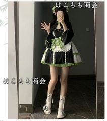 グリーン　パンダ  チャイナ風　ロリィタ　メイド　セットアップ　地雷系　サブカル　地雷　パンク　天使界隈　量産型　サイバー　y2k　地雷系　原宿　渋谷　推し活　病みかわ　かわいい　ガーリー系　ロリータ　フリル　レトロ 和風　中華街　チャイナタウン
