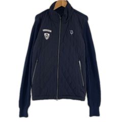 美品 St Andrews セントアンドリュース ニットブルゾン ブランドロゴ 秋冬 AW ブルゾン ナイロン/ポリウレタン ネイビー メンズ M ゴルフウェア【古着】【中古】 美品 St Andrews セントアンドリュース ニットブルゾン ブランドロゴ