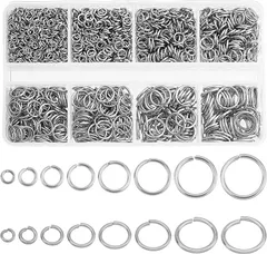 PH PandaHall 丸カン シルバー マルカン 304ステンレス クセサリーパーツ 約2280個 3/4/6/7/8/9/10mm( 銀)