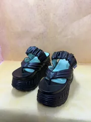 ♡新品未使用・22.5cm♡ ヨースケ YOSUKE 厚底サンダル レディース ブラック 黒 厚底 トングサンダル ベンハーサンダル リゾートサンダル 約8cm厚底ウエッジソール　MY1175-446