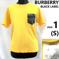 三陽商会製★バーバリーブラックレーベル★胸ポケットデザイン/半袖Tシャツ【サイズ1/メンズS/黄色/yellow】袖ロゴ刺繍/tops◆TBA616
