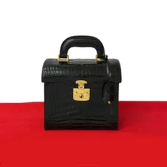 GUCCI　グッチ　バニティバッグ　レザー　ブラック　メイクボックス GUCCI グッチ バニティバッグ レザー ブラック メイクボックス