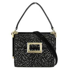 美品 ロジェヴィヴィエ Roger Vivier 現行ロゴ ダブルフラップ ラメグリッター スエード レザー 2way ショルダー ハンド バッグ レディースのサムネイル