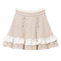 夢展望公式 [新品未使用] ハートビジューツイードスカート [ミニ　ピンク] 他カラー別ページ有 dearmylove スカート フレア（ひざ上） 532762-02