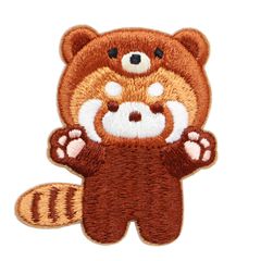 ワッペン レッサーパンダ かわいい刺繍パッチ シール兼アイロン接着 説明書付き クマ