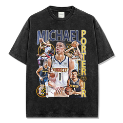 マイケル ポーターJr. NBA Michael Porter Jr. デンバー・ナゲッツ ヴィンテージ加工 コットン 半袖 Tシャツ 男女兼用 S～3XL