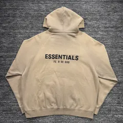 ESSENTIALS FEAR OF GOD ラバーロゴ パーカー カーキ XL エッセンシャツ フィアオブゴッド ■