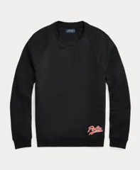 ポロラルフローレン：BRUSHED FLEECE ロングスリーブラグランクルー (ブラック)