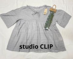 スタディオクリップ studio CLIP アソートギャザー切り替えブラウス グレーチェック
