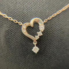 【565428】　4℃  7石 ハート ネックレス アジャスターチェーン付き　美品