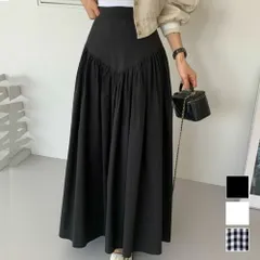 ボリュームフレアスカート レディース 10代 20代 30代 韓国ファッション 春 夏 秋 カジュアル 可愛い おしゃれ シンプル ロング 白 黒