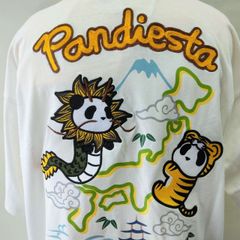 パンディエスタ 半袖T　龍虎刺繍　白 XXL　T-shirt with embroidered panda