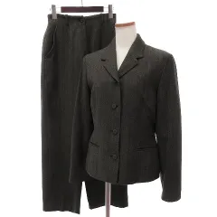 ポールスミスウィメン Paul Smith WOMEN セットアップ スーツ ジャケット シングル 4B パンツ ワイド ウール ヘリンボーン 茶系 ブラウン系 42 40のサムネイル