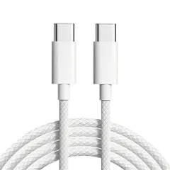 iPhone15 16対応 Type-C to Type-C (タイプC to タイプC)  PD急速充電ケーブル  充電コード 長さ 2m 編組 白色 高耐久 TPE素材 ka10000a302