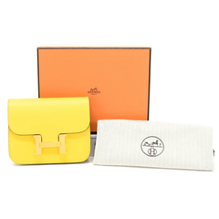 エルメス HERMES コンスタンス スリム エバーカラー (レザー) GD金具 U刻印 2022年 ミディアムウォレット かぶせ蓋 コンパクトウォレット ジョーヌナプル (イエロー) 正規品 美品 中古 mbl26012