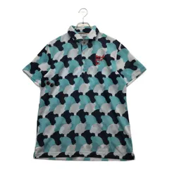 中古 メンズ アンパスィ and per se 半袖ポロシャツ L ブルー系 総柄